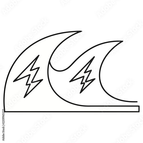 Stylized Waves with Lightning Bolt Symbol
