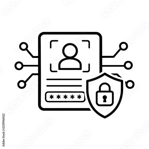 Secure digital identity icon representing user account protection and confidential data access through robust online authentication and privacy features