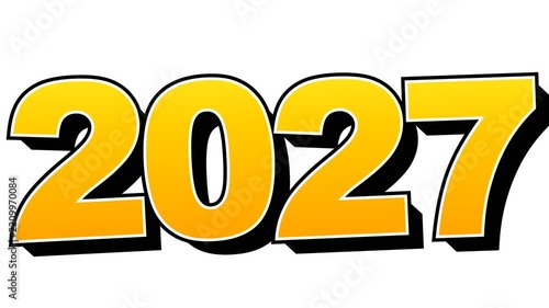 Bright Yellow 2027 Year Number Graphic Design Element