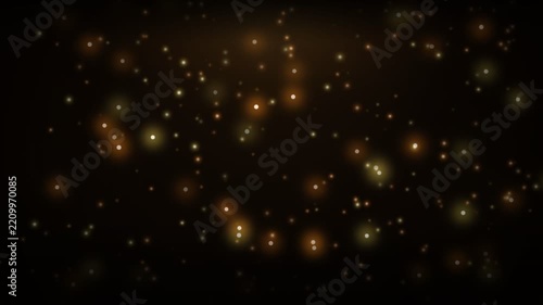 Abstract Golden Floating Particles on Black Background
