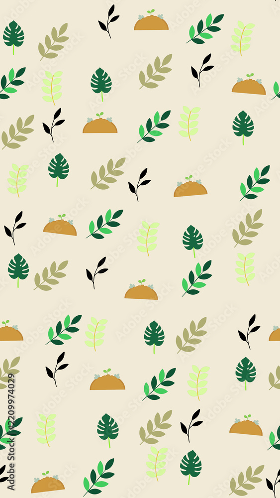 Obraz premium Stylized Leaves and Sprouts Pattern