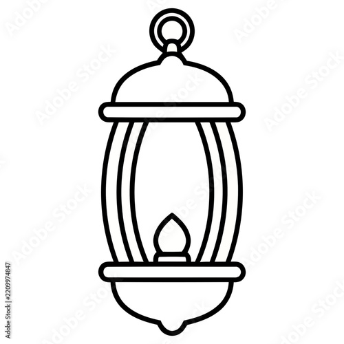Outline of a hanging lantern with a flame