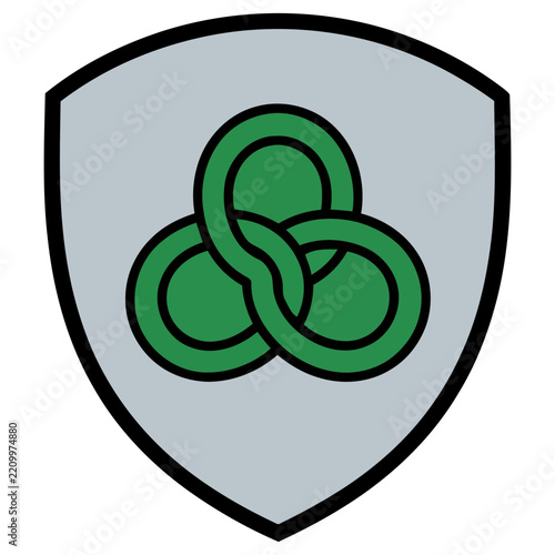 Shield with green knot symbol