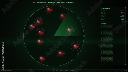 Cyber Threat Radar Grid Animation for Real-Time Network Security Monitoring and Digital Attack Detection