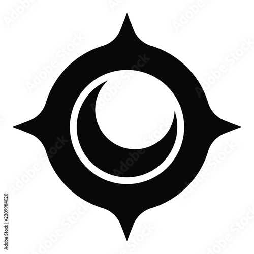 Simple moon logo design. Minimalist lunar crescent symbol. Clean elegant graphic element for branding and identity
