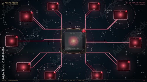 Cyber Breach Circuit Board Animation for Digital Network Security, Data Protection and Threat Detection