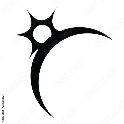 Sun and moon eclipse icon. Minimalist solar and lunar event symbol. Clean graphic element for astronomy design