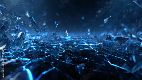Futuristic Dynamic Blue Shattered Glass and Technology Background