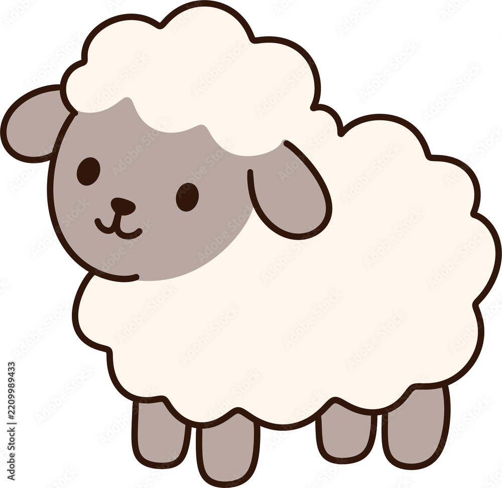 Obraz premium Cute Fluffy Sheep Character