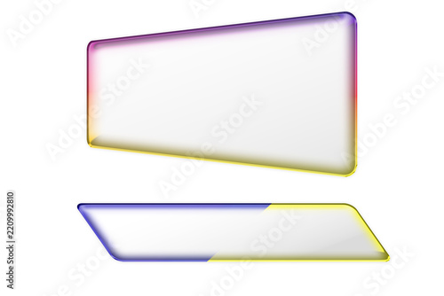 Abstract modern transparent clear glass rectangle frame design  with futuristic light effects, and clean minimal aesthetics for interface design, presentations background. space for text, logo etc., 