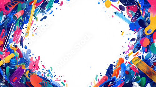 Colorful Confetti and Abstract Shapes Frame with Bright Festive Theme
