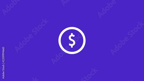 Simple white ring transforms into dollar sign animation on purple background.