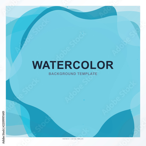Abstract watercolor background template with fluid shapes