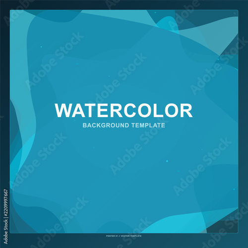 Abstract watercolor background template with organic shapes and text