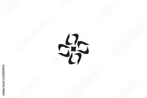 Abstract Interlocking Petal Cross Logo Vector Monochromatic Celtic Knot Flower Icon Graphic Design