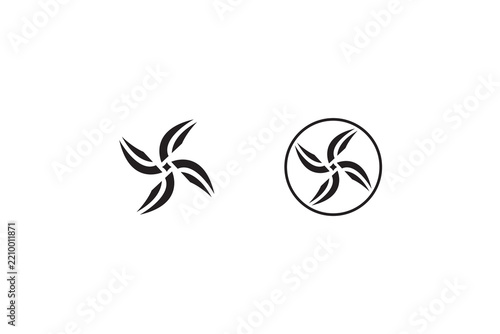 Minimalist Circular Floral Windmill Logo Vector Icon Black and White Geometric Brand Asset Design