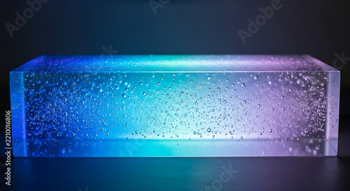 Glowing translucent prism with blue purple led illumination