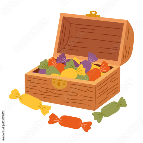 Halloween Candy Box Hand Drawn Flat Illustration