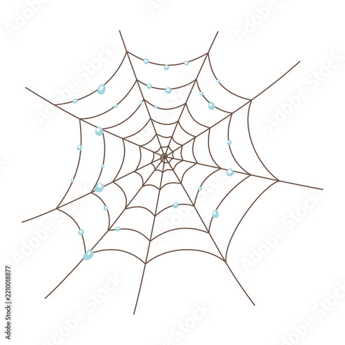 Spider Web Halloween Decoration Hand Drawn Flat Illustration