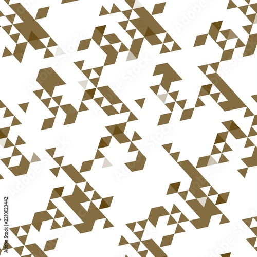 Abstract Geometric Triangle Seamless Pattern with Brown and Gold Shades on White Background