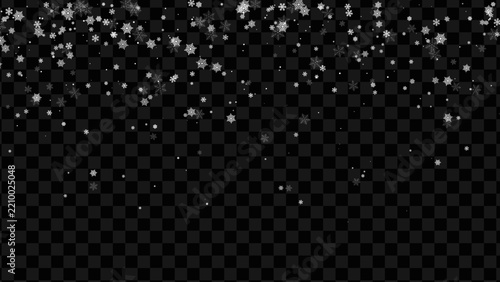 Upper Border, delicate Christmas flakes hang like festive snow curtain
