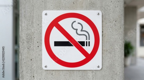 No Smoking Sign on Concrete Wall Ban Warning Prohibition Health
