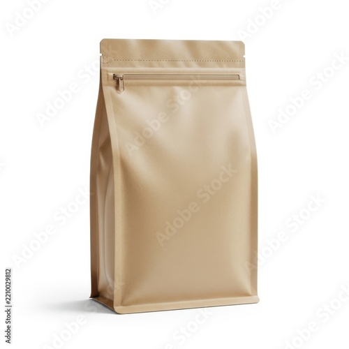Standing camouflage paper bag with zipper closure