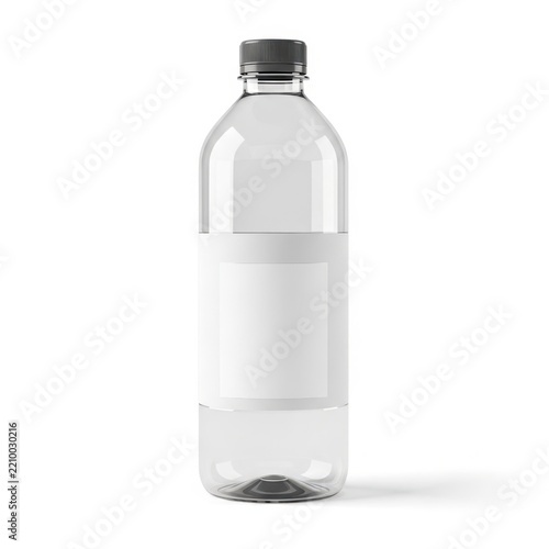 Empty clear plastic bottle with black cap