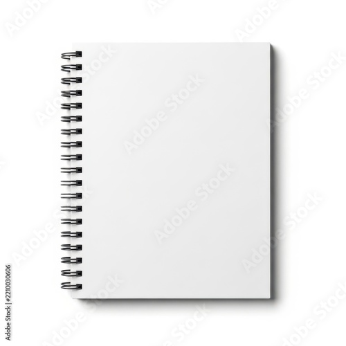 Spiral-bound blank notebook with metal coil