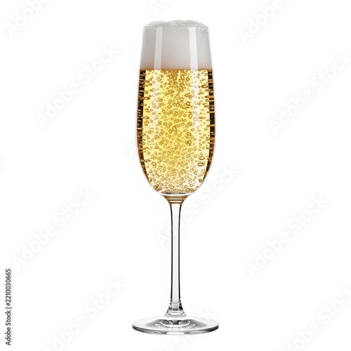 Champagne flute with bubbly golden liquid