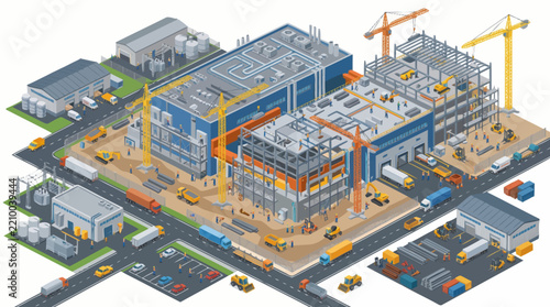 Modern Industrial Complex Under Construction.
