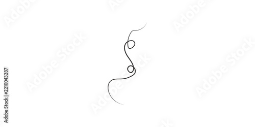 Abstract Curly Line Art on White Background.