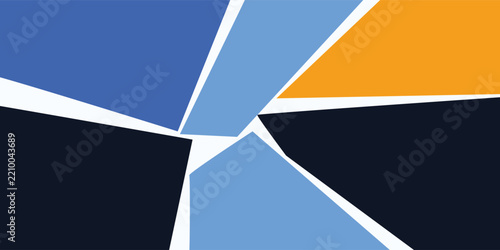 Abstract geometric pattern with vibrant blue and orange shapes.