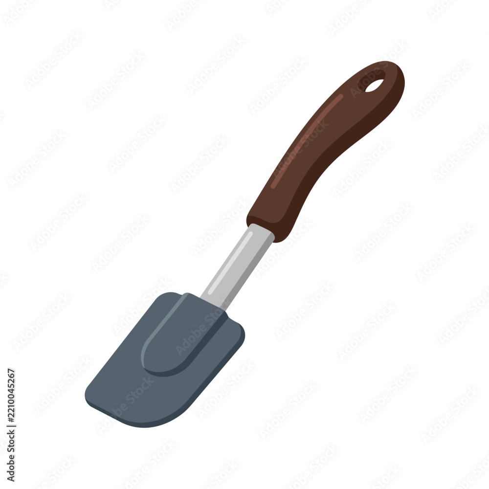 Obraz premium Vector illustration of a modern kitchen spatula with a comfortable handle and flexible silicone blade.