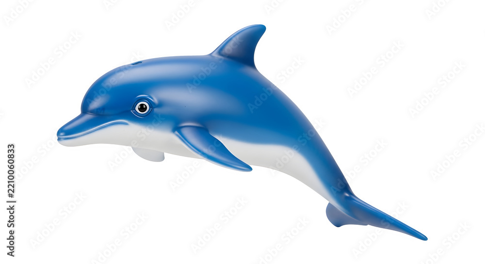 Fototapeta premium A realistic blue dolphin figurine isolated on a clean transparent background for marine life design projects and educational aquatic art
