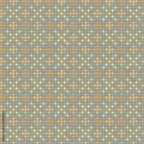 ornament of hand drawn squares. pixel decorative art. vector seamless pattern. blue and brown repetitive background. geometric fabric swatch. embroidery template. textile design. home decor