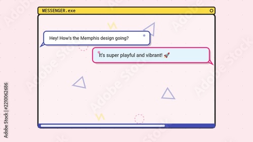 Playful Memphis Style Chat Messenger Interface Animation