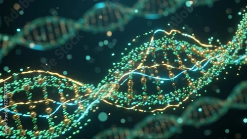 Glowing DNA Double Helix Representing Genetics, Biotechnology, Medical Research, and Molecular Science