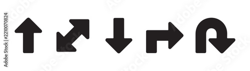 Standard ui navigation arrow icons feature basic directions and diagonal pointers for app interfaces.