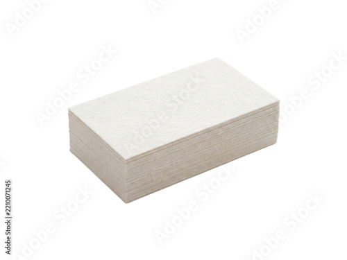 Stack of blank white business cards isolated on transparent background
