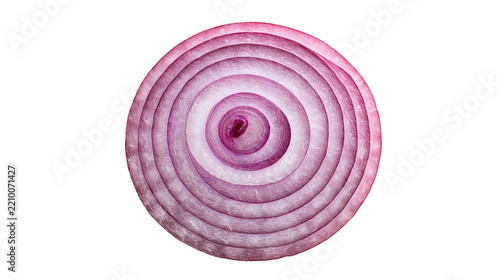 Fresh sliced red onion ring showing concentric layers and purple texture