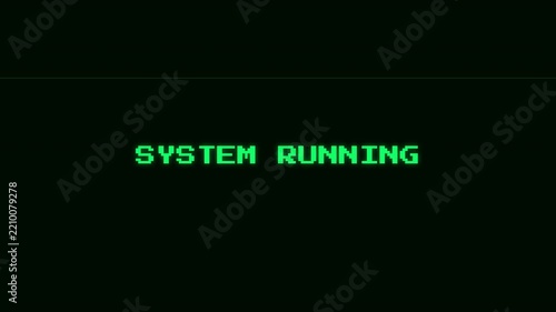 Retro 8 Bit Computer Terminal Showing a Green Pixelated System Running Loading Screen. 4K Video