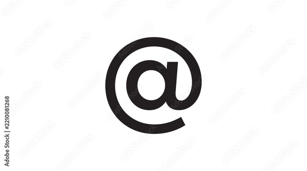 Fototapeta premium At symbol icon in black silhouette against a white background