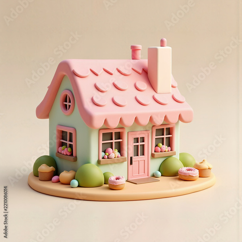 Pastel-colored toy house in children's room cute pastel