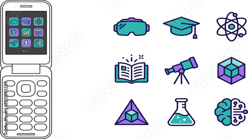 Educational Technology Icons Set Mobile
