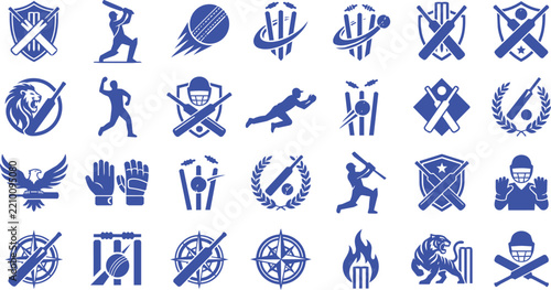 Cricket Sport Icons Set