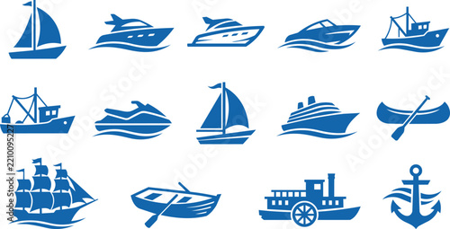 Boat and Ship Icons Set