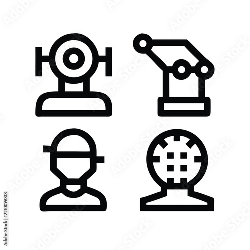 Four simple surveillance camera icons set