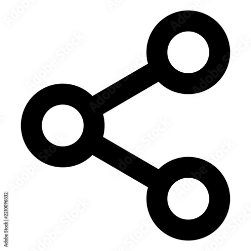 Social media share icon network diagram in black outline vector style