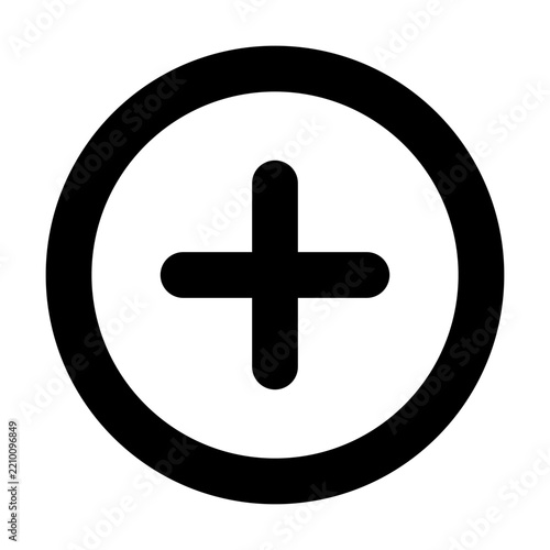 Plus sign in a circle outline icon vector illustration representing addition or action